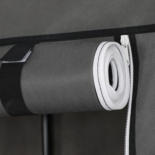 Armoire à Vêtements, Penderie, 1 Tringle à Vêtements, 6 Niveaux, Tissu Non-tissé, Gris