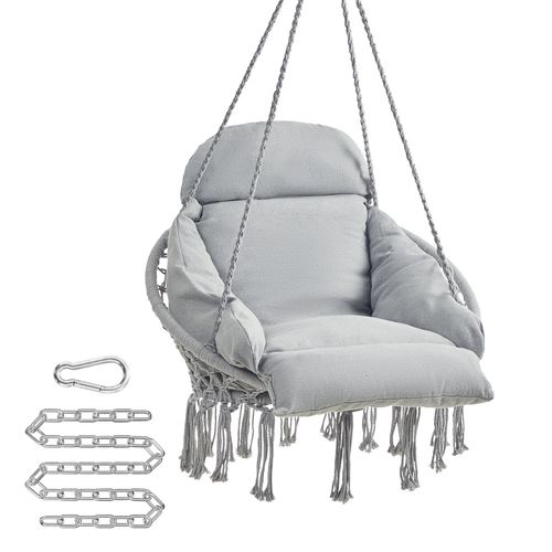 Fauteuil Suspendu, Chaise Avec Coussin, Déco Maison Cocooning, Bohème, Gris Tourterelle