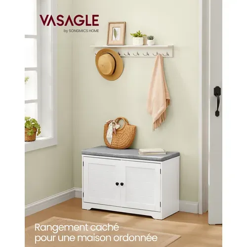 Banc à Chaussures Sur 3 Niveaux, 35,5 X 81 X 52,5 Cm, Blanc Nuage Et Gris Tourterelle