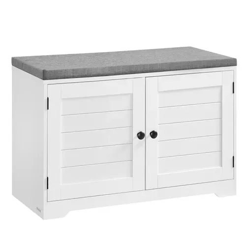 Banc à Chaussures Sur 3 Niveaux, 35,5 X 81 X 52,5 Cm, Blanc Nuage Et Gris Tourterelle
