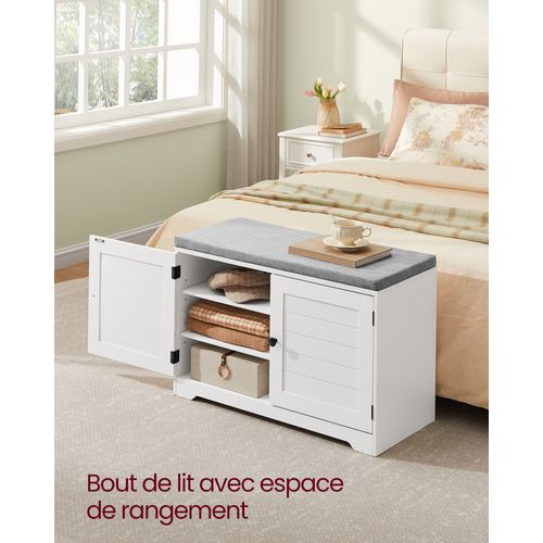 Banc à Chaussures Sur 3 Niveaux, 35,5 X 81 X 52,5 Cm, Blanc Nuage Et Gris Tourterelle