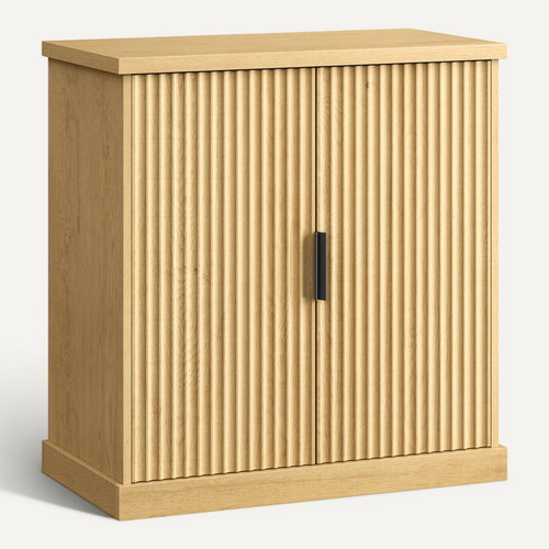 Buffet, Console, Meuble De Rangement Avec étagères Réglables, Portes Cannelées， Beige