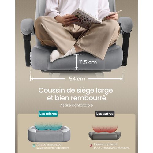 Chaise De Jeu, Ergonomique,  Capacité De Charge De 150 Kg, Gris Ardoise Et Gris Tourterelle