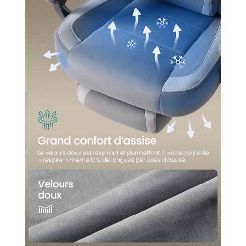 Chaise De Jeu, Ergonomique,  Capacité De Charge De 150 Kg, Gris Ardoise Et Gris Tourterelle