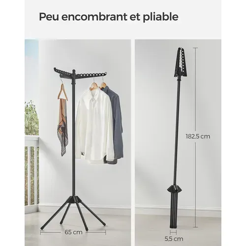Étendoir à Linge, Séchoir Sur Pied, 3 Bras Rotatifs Pour Cintres, 4 Pieds, Pour L'intérieur