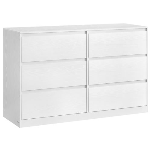 Commode Chambre 6 Tiroirs, 40 X 119,4 X 75 Cm, Style Moderne, Blanc Neige