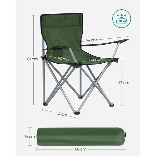 Chaise Pliante Camping, Lot De 2, Chaise De Pêche Extérieur, Avec Accoudoir, Porte-gobelet