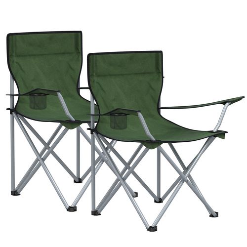 Chaise Pliante Camping, Lot De 2, Chaise De Pêche Extérieur, Avec Accoudoir, Porte-gobelet