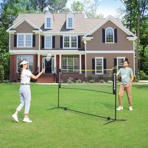 Filet De Sport Portable TFSYLISA – Badminton, Volley, Tennis – Pliable Et Réglable (Rouge)