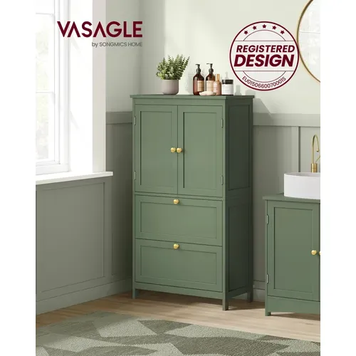 Armoire De Salle De Bain, Meuble De Rangement, Placard De Cuisine Avec 2 Portes Et 2 Tiroirs