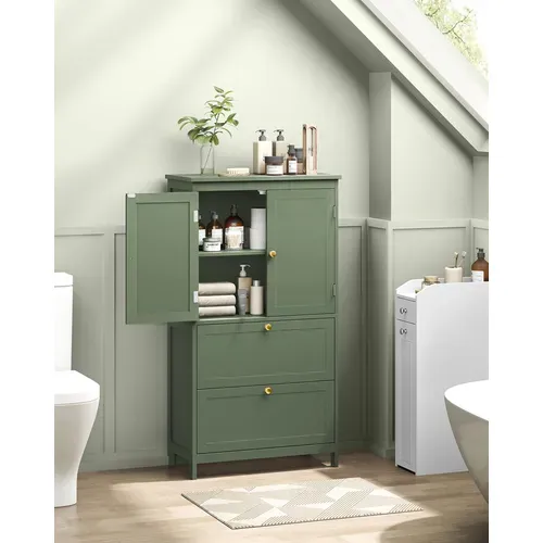 Armoire De Salle De Bain, Meuble De Rangement, Placard De Cuisine Avec 2 Portes Et 2 Tiroirs