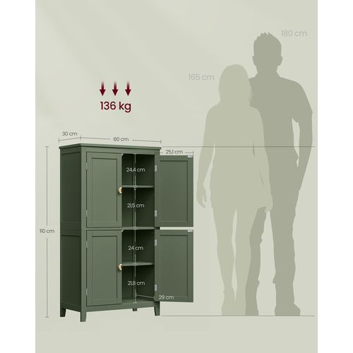 Armoire De Salle De Bain, Meuble De Rangement, Placard De Cuisine Avec 4 Portes