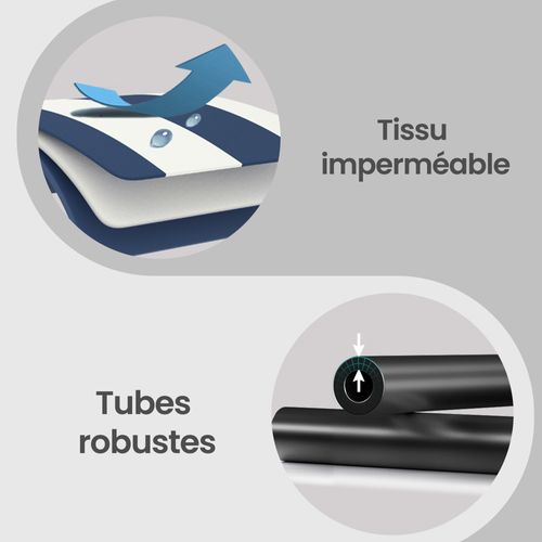 Lot De 2, Chaise Longue, Portable, Avec Appui-tête, Dossier Inclinable, Bleu Et Blanc