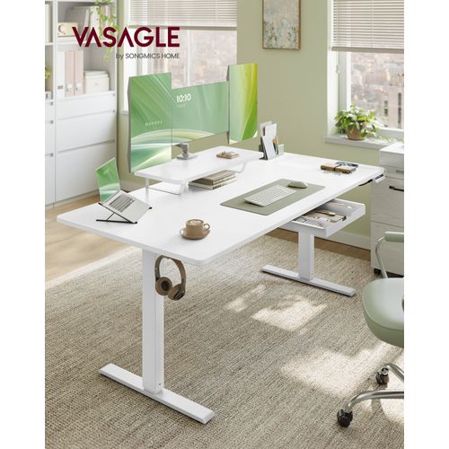 Bureau Électrique Réglable En Hauteur,rappel De Sédentarité, Pour Télétravail, Blanc Nuage