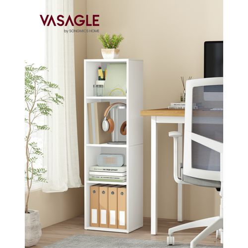 Étagère Sur 4 Niveaux, Avec Étagères Réglables, Meuble De Rangement Ouvert, Blanc Nuage