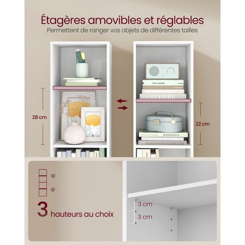 Étagère Sur 4 Niveaux, Avec Étagères Réglables, Meuble De Rangement Ouvert, Blanc Nuage