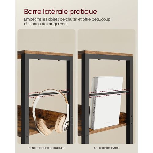 Bibliothèque Sur 6 Niveaux, Avec Panneaux Arrière, Style Industriel, Marron Rustique Et Noir