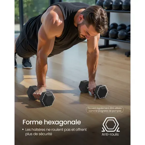 Ensemble De 2 Haltères Hexagonaux, Adapté à L'entraînement, La Musculation, La Salle De Sport