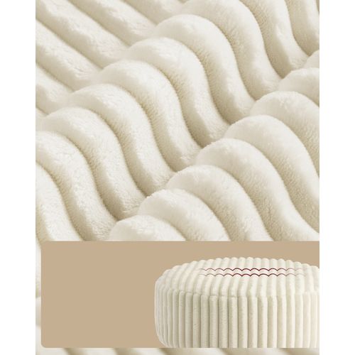 Tabouret De Maquillage, Réglable En Hauteur, Pivotant à 360 Degrés, En Velours Côtelé, Blanc