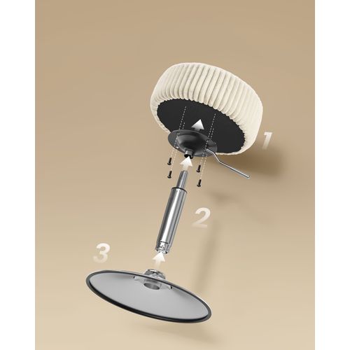 Tabouret De Maquillage, Réglable En Hauteur, Pivotant à 360 Degrés, En Velours Côtelé, Blanc