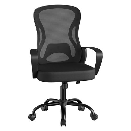Fauteuil De Bureau Ergonomique Pivotante, En Maille, Soutien Lombaire, Fonction Basculante, Noir
