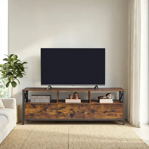 Support Télé, Jusqu’à 65 Pouces, Espace De Rangement Généreux, 147 X 40 X 50 Cm, Marron Et Noir