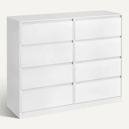Vasagle Commode 8 Tiroirs, 40 X 119,4 X 97,5 Cm, Style Moderne, Blanc