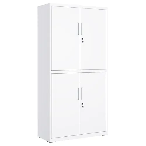 Armoire De Garage à 5 Étagères Avec 4 Portes,étagères Réglables, En Métal, Blanc Mat