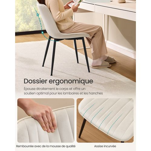 Lot De 2 Chaise Salle à Manger, Supportant Jusqu’à 120 Kg, Beige Cappuccino Et Noir D'encre