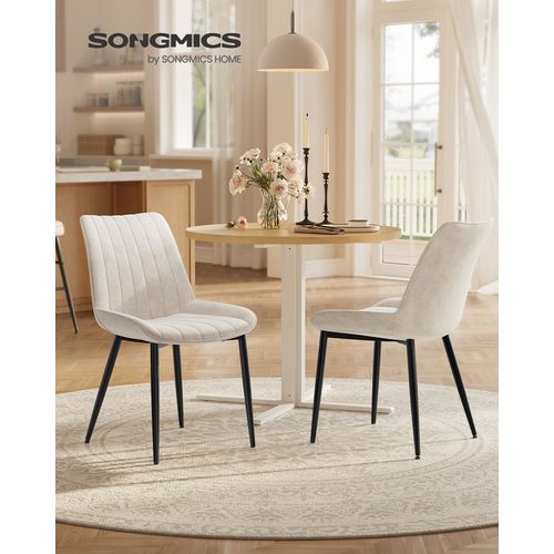 Lot De 2 Chaise Salle à Manger, Supportant Jusqu’à 120 Kg, Beige Cappuccino Et Noir D'encre