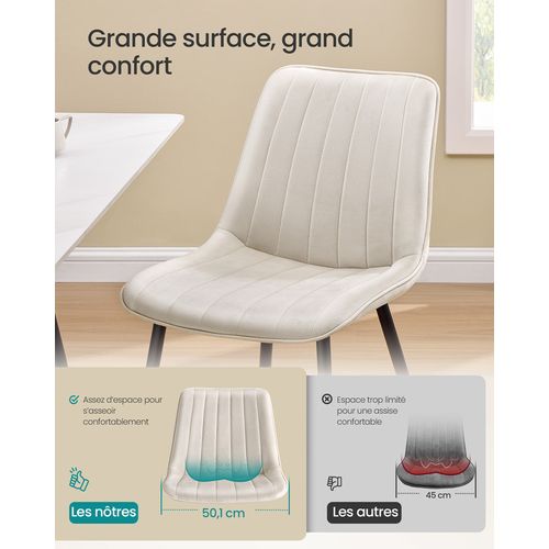 Lot De 2 Chaise Salle à Manger, Supportant Jusqu’à 120 Kg, Beige Cappuccino Et Noir D'encre