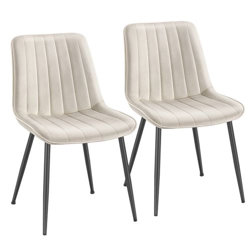 Lot De 2 Chaise Salle à Manger, Supportant Jusqu’à 120 Kg, Beige Cappuccino Et Noir D'encre