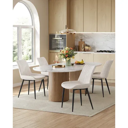 Lot De 2 Chaise Salle à Manger, Supportant Jusqu’à 120 Kg, Beige Cappuccino Et Noir D'encre