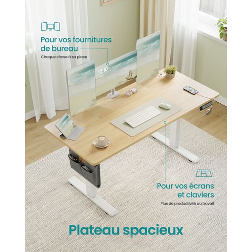 Bureau électrique Réglable En Hauteur, Fonction Mémoire 4 Hauteurs,  Organiseur, Pour Télétravail