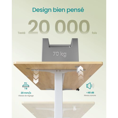 Bureau électrique Réglable En Hauteur, Fonction Mémoire 4 Hauteurs,  Organiseur, Pour Télétravail