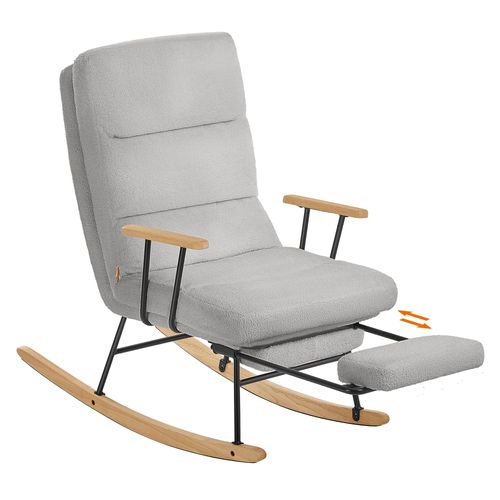 Fauteuil à Bascule, Dossier Réglable Sur 4 Positions, Supporte Jusqu'à 160 Kg, Gris Tourterelle