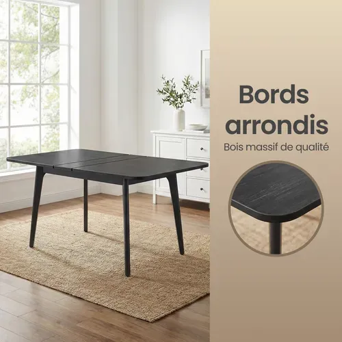 Table De Salle à Manger, Plateau Extensible, Capacité De Charge De 120 Kg, Noir