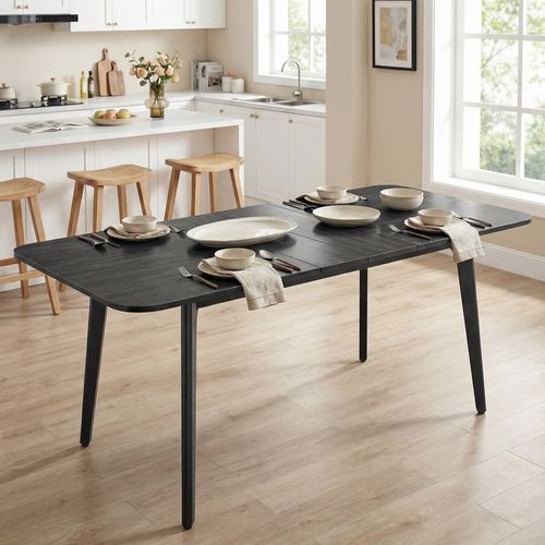 Table De Salle à Manger, Plateau Extensible, Capacité De Charge De 120 Kg, Noir