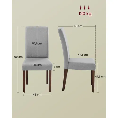 Lot De 4 Chaises De Salle à Manger, Assise Épaisse, 58 X 48 X 100 Cm, Gris Tourterelle