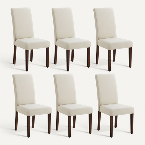 Lot De 6 Chaises De Salle à Manger, Dossier Haut, Assise épaisse, 58 X 48 X 100 Cm, Blanc
