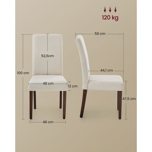Lot De 6 Chaises De Salle à Manger, Dossier Haut, Assise épaisse, 58 X 48 X 100 Cm, Blanc