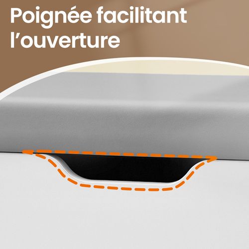 Banc D’entrée Rembourré, 3 Compartiments, Pour Salon Ou Chambre, Assise Confortable, Blanc Et Gris