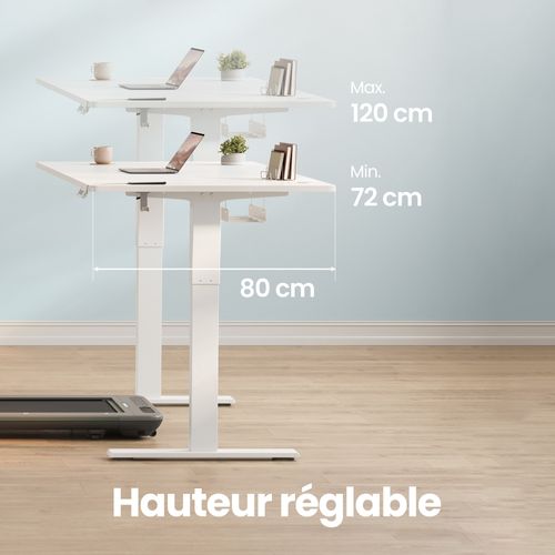 Bureau Assis-debout Réglable, 180 X 80 Cm, Avec Port USB-c, Fonction Mémoire 3 Hauteurs, Blanc