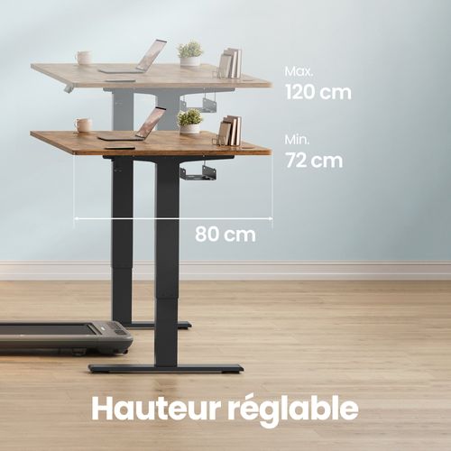Bureau Assis-debout, Réglable En Hauteur, 160 X 80 Cm, Avec Port USB-c, Marron