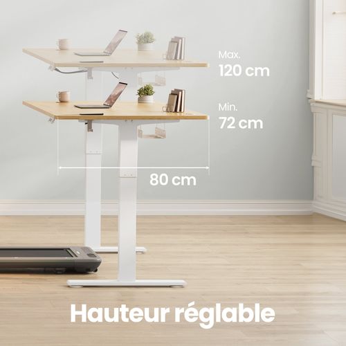 Bureau Assis-debout, Réglable En Hauteur, 140 X 80 Cm, Avec Port USB-c, Couleur Chêne