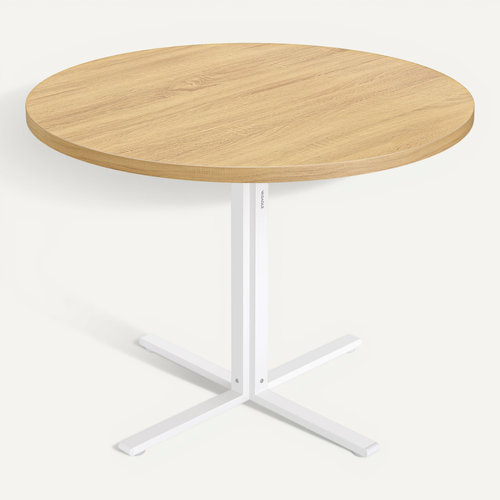 Table Ronde, Surface Résistante à L'eau, 80 Cm De Diamètre, 74,8 Cm De Hauteur, Doré Chêne