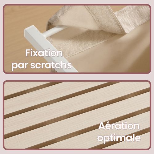 Panier à Linge 2 Compartiments, Avec étagère De Rangement, Sac Amovible, Cadre En Métal, Beige