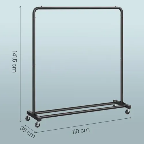 Portemanteau Sur Roulettes, Portant à Vêtements Robuste, Charge 50 Kg, Chambre, Noir