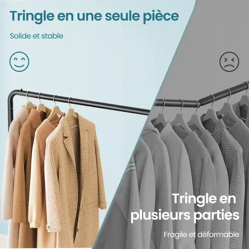 Portemanteau Sur Roulettes, Portant à Vêtements Robuste, Charge 50 Kg, Chambre, Noir