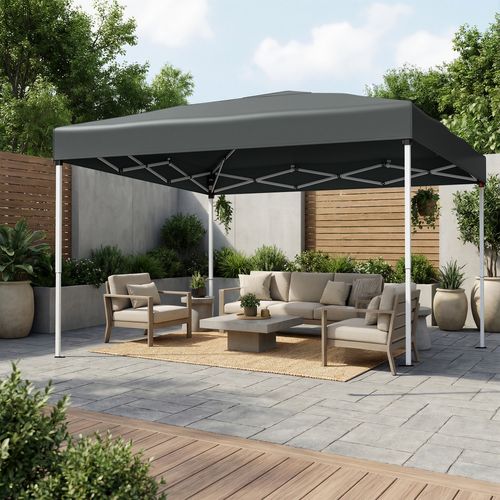 Pavillon Pliant 3 X 3 M, Protection Solaire, Tente De Jardin, Portable, Usage Extérieur, Gris